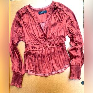 Women’s O.P.I. Long Sleeve Blouse US Size M Rust